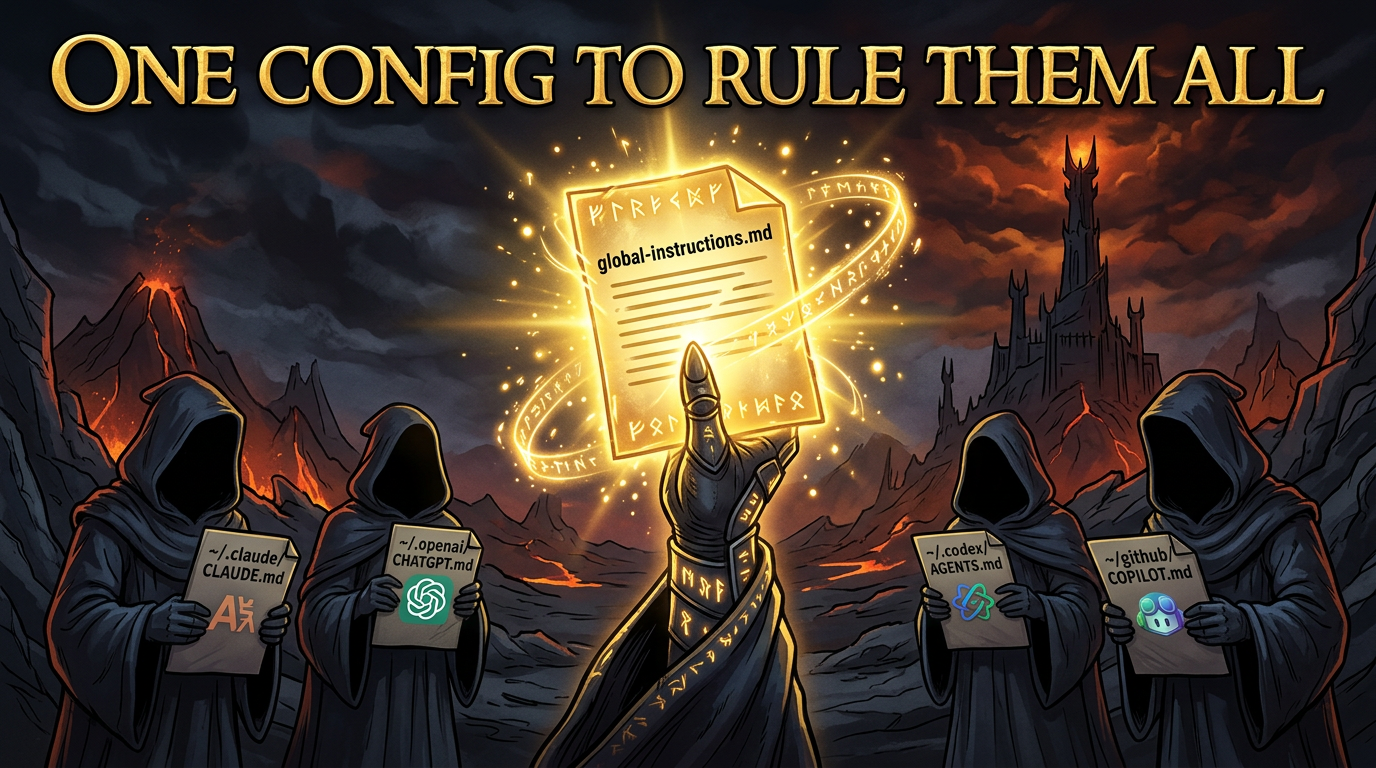 One config to rule them all - global-instructions.md symlinked everywhere